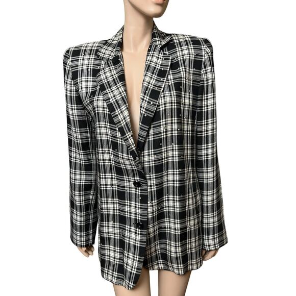 Vintage 80s Criscione X Cache Size S Jacket Blazer 100% Rayon with Rhinestones - Picture 2 of 12